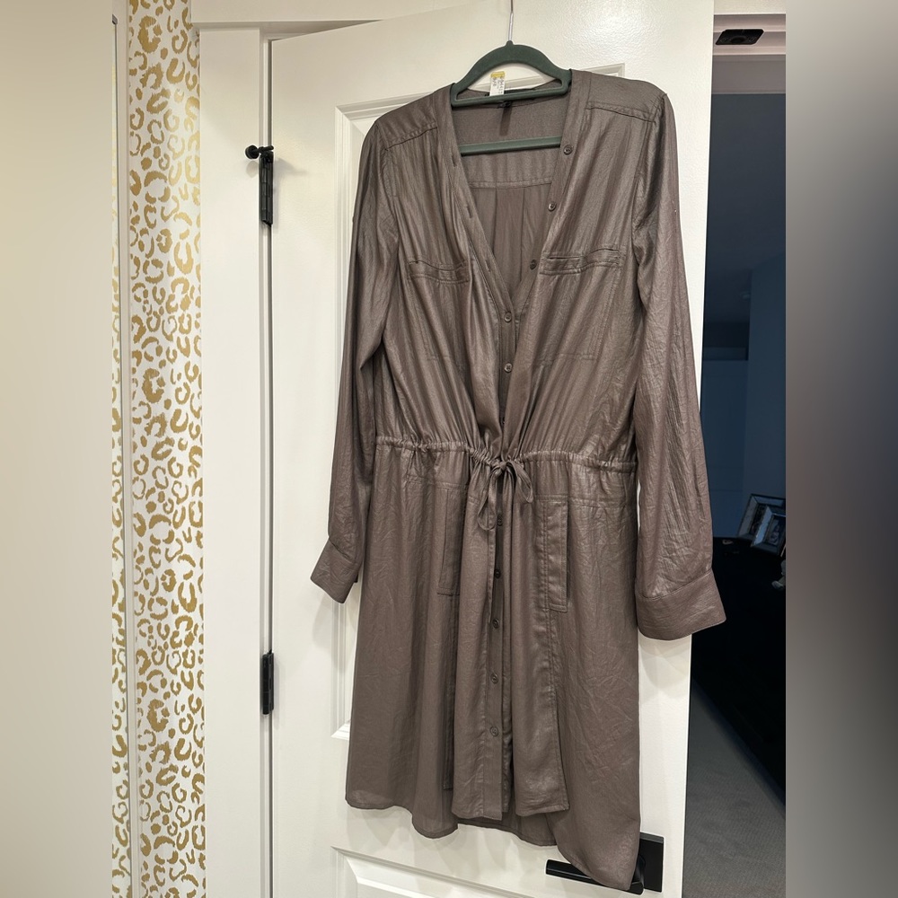 BCBG OLINA SHIRT DRESS DUSTY OLIVE LIKE NEW